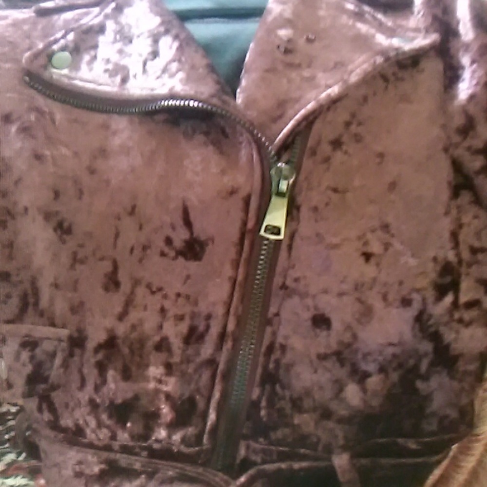 Crushed Velvet Burgundy Cropped Moto Jacket - Picture 4 of 4